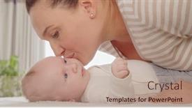  Presentation with happy baby - Slide deck enhanced with happy-mother-kissing-her-newborn background and a mint green colored foreground