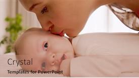 Presentation with loving mom - Theme consisting of happy-mother-kissing-her-newborn background and a coral colored foreground