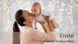 Presentation with happy holidays - Cool new slide deck with happy mother kissing little baby backdrop and a coral colored foreground