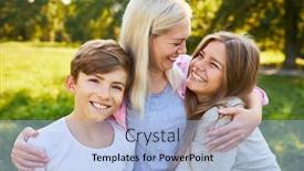  Presentation with children - Slides enhanced with happy-mother-lovingly-hugs background and a light blue colored foreground