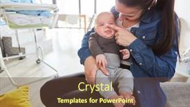  Presentation with mother baby - Presentation consisting of happy-mother-lovingly-stroking background and a tawny brown colored foreground