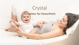  Presentation with happy baby - Cool new slide deck with happy-mother-playing-with-baby backdrop and a cream colored foreground