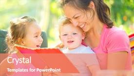  Presentation with kids reading book - Beautiful PPT layouts featuring happy mother reading a book backdrop and a  colored foreground