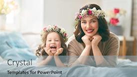  Presentation with mom daughter - Beautiful PPT layouts featuring happy-mother-s-day-child backdrop and a light blue colored foreground