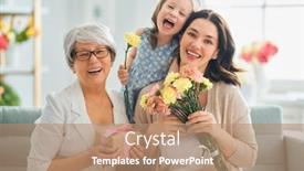  Presentation with grandma - Colorful PPT theme enhanced with happy-mother-s-day-child backdrop and a coral colored foreground
