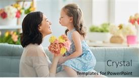  Presentation with mother child - Cool new slides with happy-mother-s-day-child backdrop and a light blue colored foreground