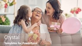  Presentation with grandma - Colorful presentation design enhanced with happy-mother-s-day-child backdrop and a coral colored foreground