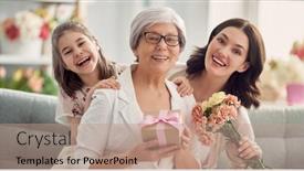  Presentation with grandma - Presentation design featuring happy-mother-s-day-child background and a coral colored foreground