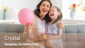  Presentation with mother child - Presentation theme consisting of happy-mother-s-day-child background and a coral colored foreground