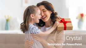  Presentation with mother child - Cool new slide deck with happy-mother-s-day-child backdrop and a coral colored foreground