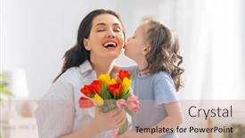  Presentation with mom - Slide deck with happy-mother-s-day-child background and a coral colored foreground