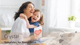  Presentation with mother child - PPT theme with happy-mother-s-day-child background and a coral colored foreground