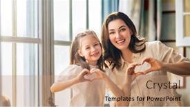  Presentation with mother child - PPT theme consisting of happy-mother-s-day-child background and a coral colored foreground