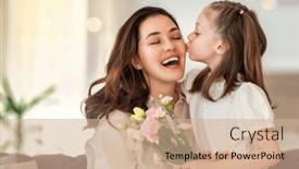  Presentation with happy mothers day - PPT theme having happy-mother-s-day-child background and a coral colored foreground