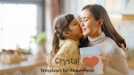  Presentation with postcard - Presentation theme featuring happy-mother-s-day-child background and a coral colored foreground