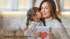  Presentation with postcard - Theme having happy-mother-s-day-child background and a coral colored foreground