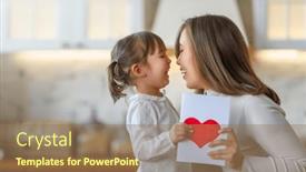  Presentation with postcard - PPT theme enhanced with happy-mother-s-day-child background and a coral colored foreground