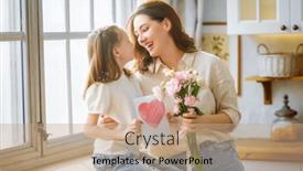  Presentation with happy mothers day - Theme featuring happy-mother-s-day-child background and a coral colored foreground