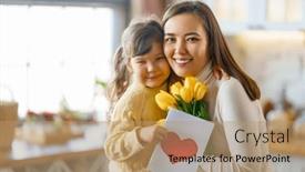  Presentation with postcard - Slides featuring happy-mother-s-day-child background and a coral colored foreground