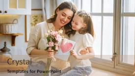 Presentation with mother child - Presentation theme consisting of happy-mother-s-day-child background and a coral colored foreground
