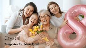  Presentation with mother child - PPT layouts having happy-mother-s-day-child and a coral colored foreground