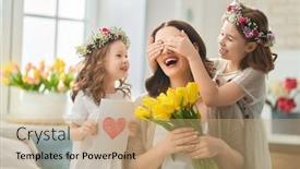  Presentation with happy holiday - Amazing presentation design having happy-mother-s-day-children backdrop and a coral colored foreground