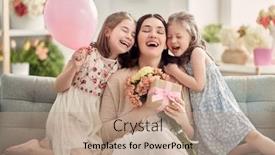  Presentation with togetherness - Beautiful theme featuring happy-mother-s-day-children backdrop and a coral colored foreground