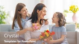  Presentation with togetherness - Amazing slide set having happy-mother-s-day-children backdrop and a coral colored foreground