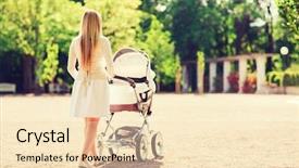  Presentation with happy baby - Presentation design consisting of happy mother walking with baby background and a lemonade colored foreground