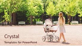  Presentation with holy family the child jesus - Slide deck enhanced with happy mother walking with baby background and a lemonade colored foreground