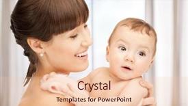  Presentation with mother baby animation - Presentation design consisting of happy mother with adorable baby background and a  colored foreground
