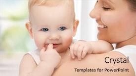  Presentation with happy baby - PPT layouts enhanced with happy mother with adorable baby background and a lemonade colored foreground