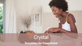  Presentation with baby diapers - Presentation theme with happy mother with baby girl background and a coral colored foreground