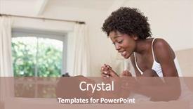  Presentation with baby girl - Presentation theme featuring happy mother with baby girl background and a coral colored foreground