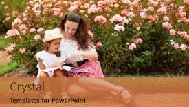  Presentation with children reading - Cool new theme with happy-mother-with-daughter-reading backdrop and a coral colored foreground
