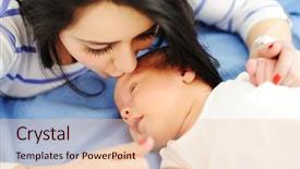  Presentation with mother baby animation - Presentation theme with happy mother with her baby background and a lemonade colored foreground