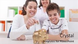  Presentation with save water concept saving - Audience pleasing presentation design consisting of happy mother with her children backdrop and a coral colored foreground