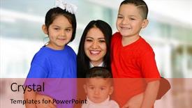  Presentation with mother and sons - Colorful slide set enhanced with happy mother with her daughter backdrop and a red colored foreground