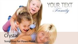  Presentation with happy kids - Theme with preschool border - happy mother with kids having background and a coral colored foreground