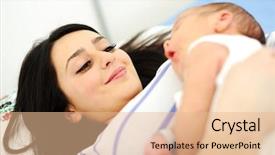  Presentation with mother baby animation - Slides featuring happy mother with newborn baby background and a lemonade colored foreground