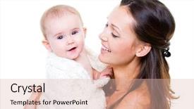  Presentation with mom baby - PPT theme featuring happy mother with smiling baby background and a lemonade colored foreground
