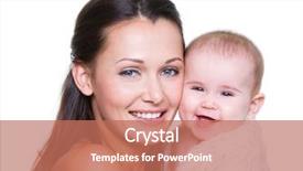  Presentation with portrait happy family smiling - Slide deck featuring happy mother with smiling baby background and a coral colored foreground