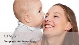  Presentation with mother son flowers - Presentation theme consisting of little son isolated on white background and a soft green colored foreground