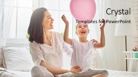  Presentation with mom daughter - Cool new PPT theme with happy mother's day mom backdrop and a light gray colored foreground