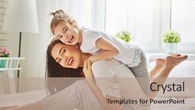  Presentation with mom daughter - Presentation design enhanced with happy mother's day mom background and a coral colored foreground