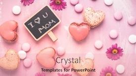  Presentation with mothers day - Presentation theme having happy-mothers-day-sweet-macarons background and a  colored foreground