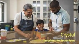  Presentation with generation family farm - Theme having happy multi-generation family using background and a tawny brown colored foreground