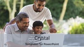  Presentation with laptop wireless - Amazing PPT layouts having happy multi-generation family using backdrop and a light blue colored foreground