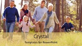  Presentation with generation - Slide set enhanced with happy multi-generation family walking background and a yellow colored foreground