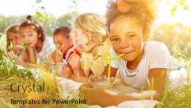  Presentation with multicultural kids - Audience pleasing slides consisting of happy-multicultural-kids-drink-water backdrop and a gold colored foreground